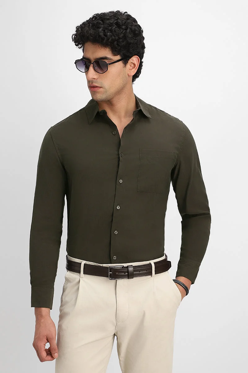 سنيتش Olive Regular Fit Shirt